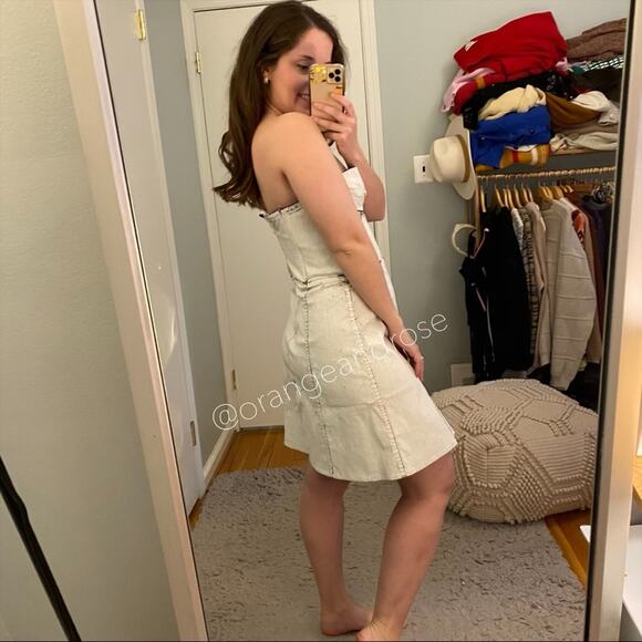 NWT Ksenia Schnaider Corset Mini Dress Paint in Crackled White Bustier M/L - Picture 7 of 11